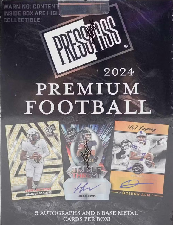 2024 Leaf Press Pass Premium Football Hobby Box (5 AUTOS PER BOX)